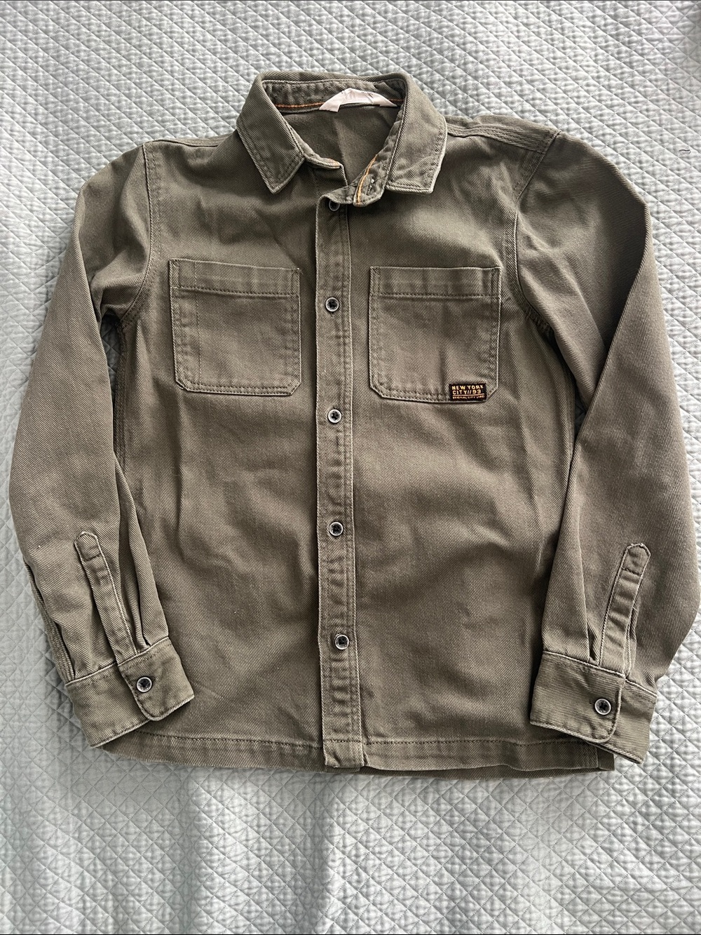 H&M Boys Olive Cotton Overshirt
